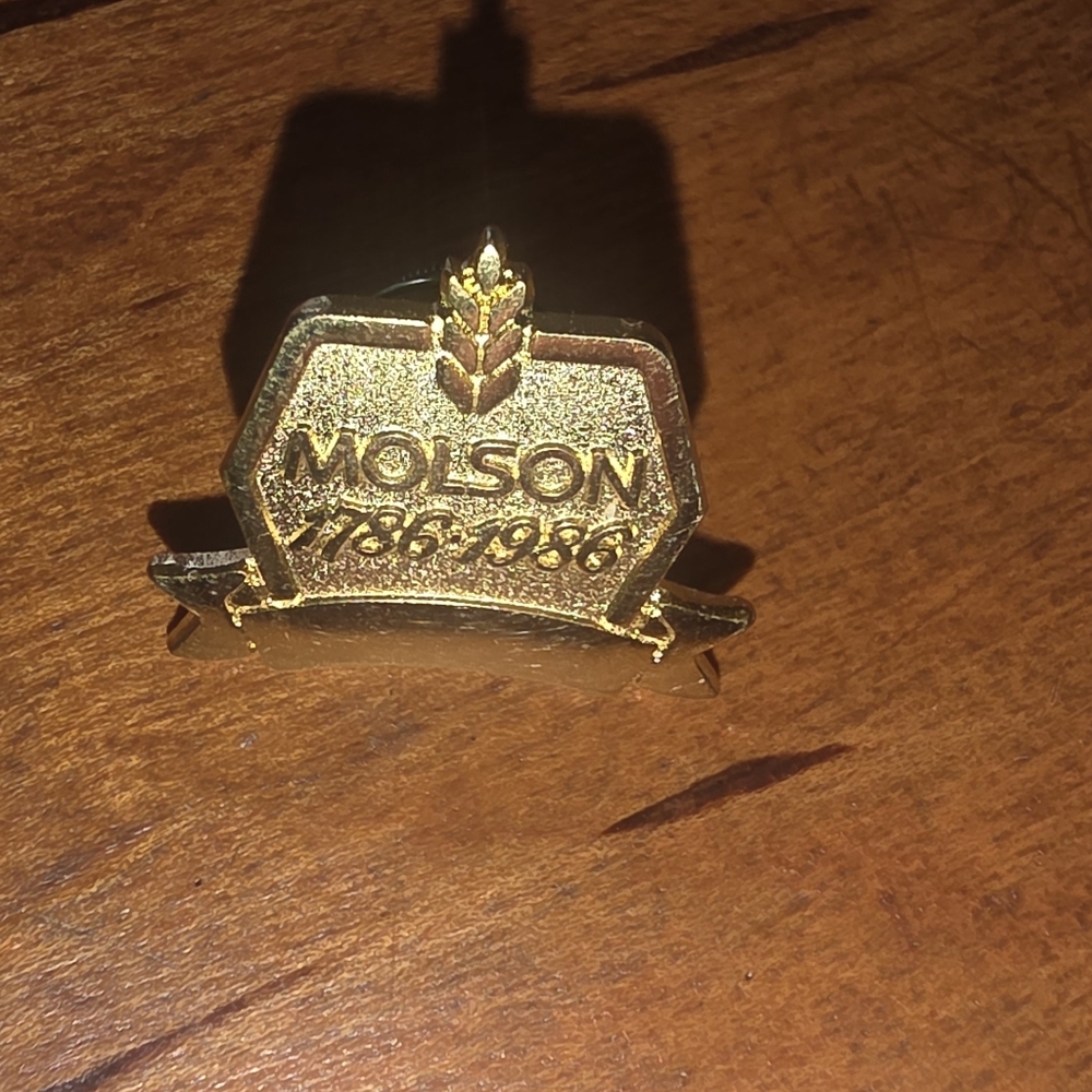 Vintage Molson Brewery Advertisement Pin 1786-1986 Gold Tone